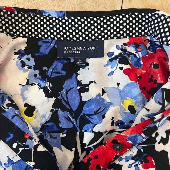 Jones New York Floral Blouse Officecore Quiet Luxury Retro Femme Maximalist M - Picture 9 of 9